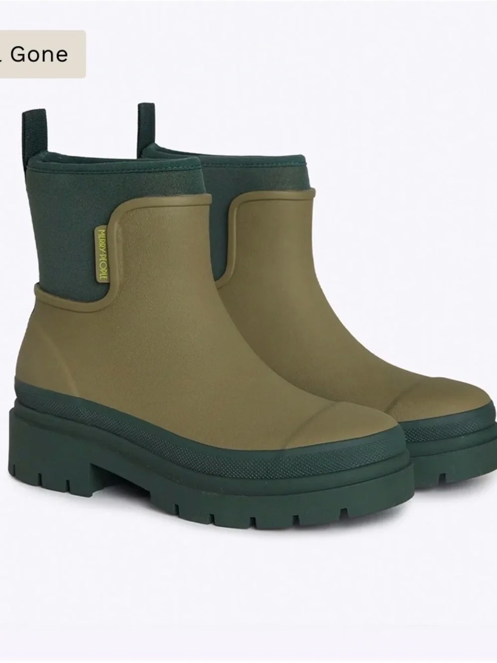 Merry-People Tully Ankle Rain Boot Khaki Green size 39